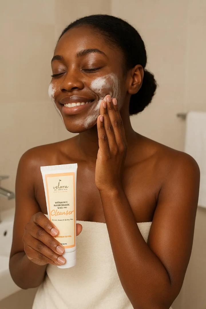 Velora Body Essentials Vitamin C + Niacinamide Brightening Face Cleanser – Deep Cleansing Gel for Glowing, Even-Toned Skin | Hydrating & Gentle Facial Wash for All Skin Types by Velora Body Essentials