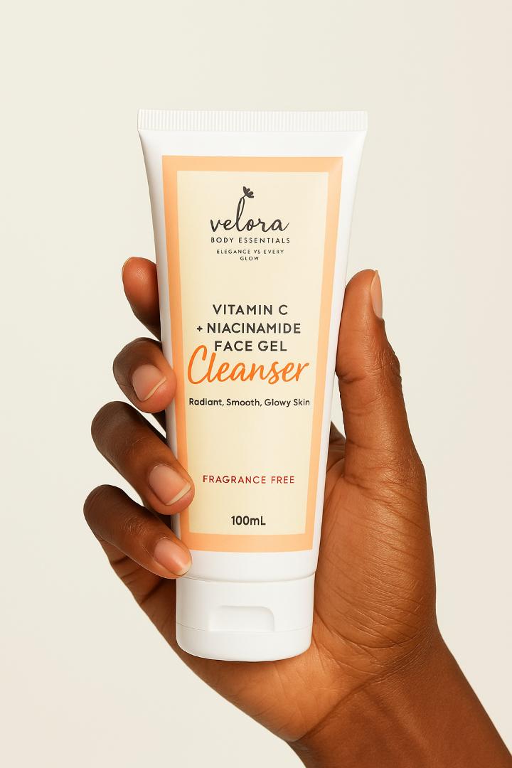 Velora Body Essentials Vitamin C + Niacinamide Brightening Face Cleanser – Deep Cleansing Gel for Glowing, Even-Toned Skin | Hydrating & Gentle Facial Wash for All Skin Types by Velora Body Essentials