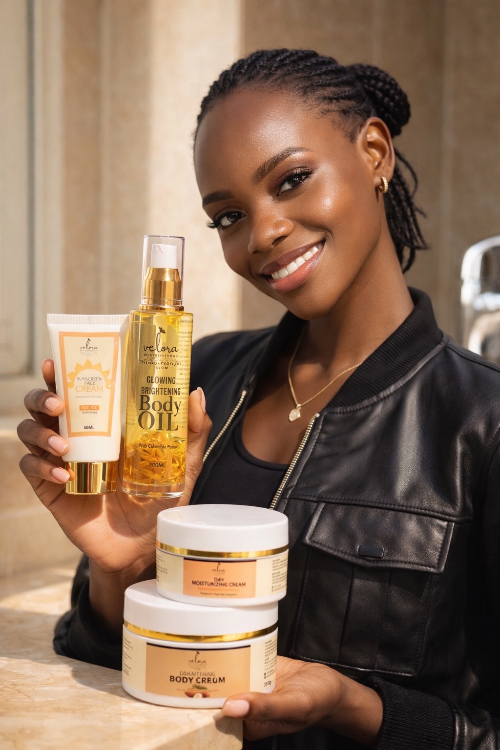 Velora Glowing & Brightening Body Oil with Calendula Petals 100ml – Moisturizing Radiant Skin Oil for Dry Skin, Dark Spots, Even Tone, Natural Glow Body Care for Women & Men