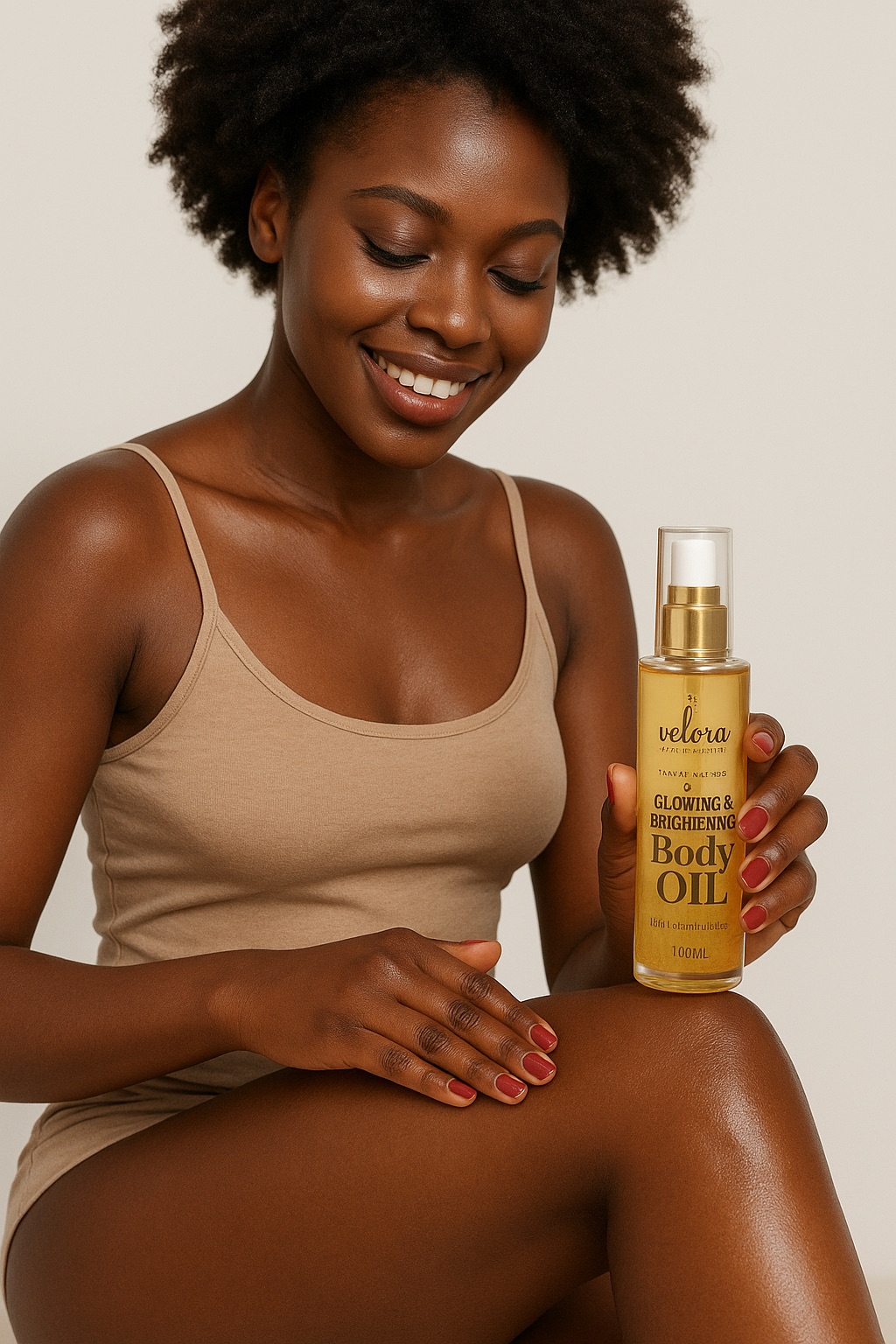 Velora Glowing & Brightening Body Oil with Calendula Petals 100ml – Moisturizing Radiant Skin Oil for Dry Skin, Dark Spots, Even Tone, Natural Glow Body Care for Women & Men