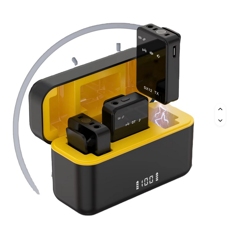 SX13 4in1 Wireless Microphones for Android - 2 Portable Lavalier Microphone With Noise Reduction | Lapel Microphone Wireless