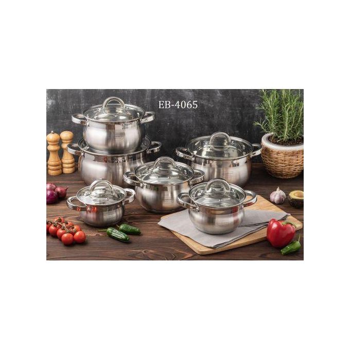 Edenberg 12pcs Dish Washer Safe and Stainless Steel Cookware Set