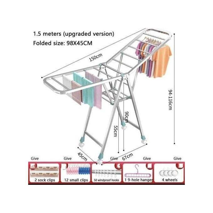 Movable and Foldable Durable Clothes Drying Rack with Wheels