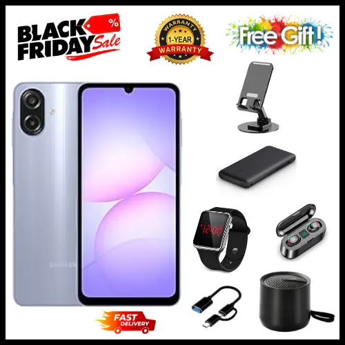 [New Arrival] Samsung Galaxy A07 128GB+4GB 6.7" 90Hz Display 50MP Rear+8MP Front Cameras 5000mAh Battery 25W Fast Charging IP54 One UI 7 Android 15+(6Years Of OS Updates) Galaxy AI Smartphones