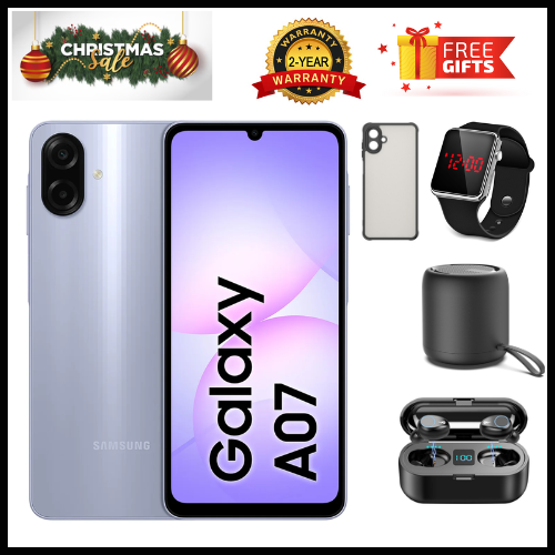 [New Arrival] Samsung Galaxy A07 128GB+4GB 6.7" 90Hz Display 50MP Rear+8MP Front Cameras 5000mAh Battery 25W Fast Charging IP54 One UI 7 Android 15+(6Years Of OS Updates) Galaxy AI Smartphones