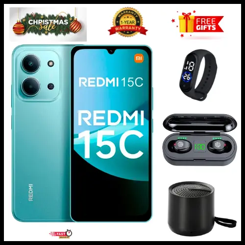 BLACK FRIDAY DEALS🔥🔥! REDMI 15C 256/128GB ROM + 8GB/16 RAM EXPANDABLE 6.9'' LCD 50MP Main Camera 8MP selfie camera 6000mAh 33W Fast Charger Android 15 Side Fingerprint -Smartphones