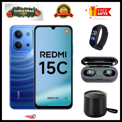 BLACK FRIDAY DEALS🔥🔥! REDMI 15C 256/128GB ROM + 8GB/16 RAM EXPANDABLE 6.9'' LCD 50MP Main Camera 8MP selfie camera 6000mAh 33W Fast Charger Android 15 Side Fingerprint -Smartphones