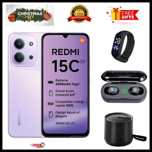BLACK FRIDAY DEALS🔥🔥! REDMI 15C 256/128GB ROM + 8GB/16 RAM EXPANDABLE 6.9'' LCD 50MP Main Camera 8MP selfie camera 6000mAh 33W Fast Charger Android 15 Side Fingerprint -Smartphones