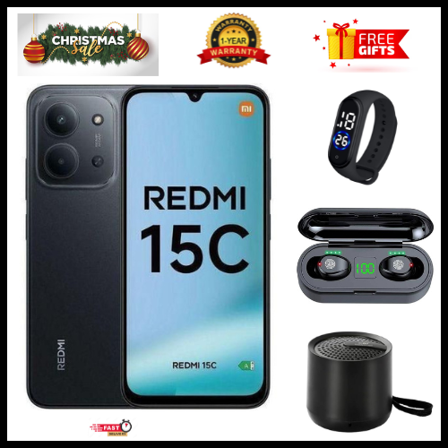 BLACK FRIDAY DEALS🔥🔥! REDMI 15C 256/128GB ROM + 8GB/16 RAM EXPANDABLE 6.9'' LCD 50MP Main Camera 8MP selfie camera 6000mAh 33W Fast Charger Android 15 Side Fingerprint -Smartphones