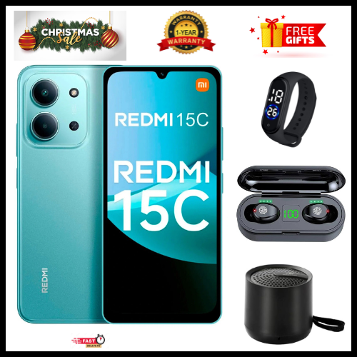 BLACK FRIDAY DEALS🔥🔥! REDMI 15C 256/128GB ROM + 8GB/16 RAM EXPANDABLE 6.9'' LCD 50MP Main Camera 8MP selfie camera 6000mAh 33W Fast Charger Android 15 Side Fingerprint -Smartphones
