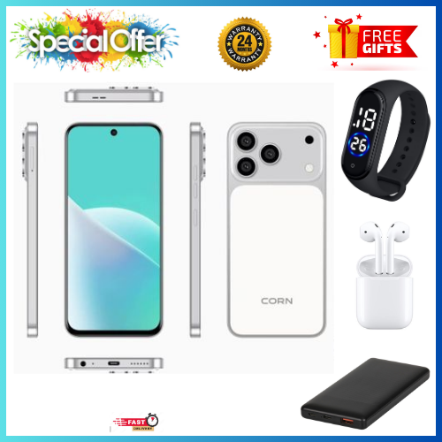 LIMITED HOT DEALS🔥🔥🔥 CORN MEGA 100 MAX 6.6" STORAGE ROM 64GB RAM 5GB STRONG BATTERY 5000 mAh DOUBLE SIM CARD SMART PHONE ON OFFER FINGERPRINT FACE