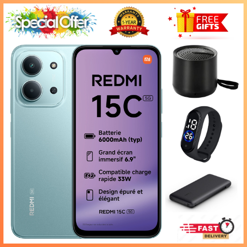 NEW ARRIVALS DEALS🔥🔥! REDMI 15C 256/128GB ROM + 8GB/16 RAM EXPANDABLE 6.9'' LCD 50MP Main Camera 8MP selfie camera 6000mAh 33W Fast Charger Android 15 Side Fingerprint -Smartphones