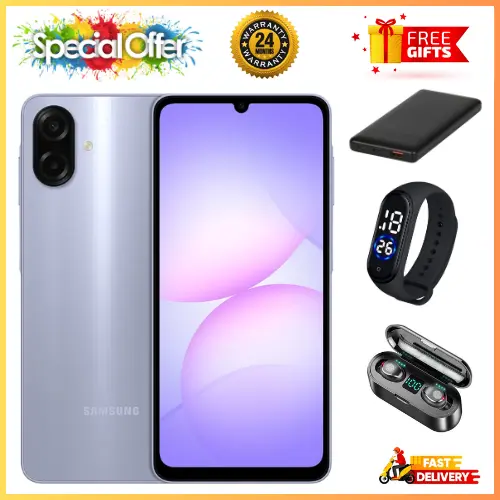 [New Arrival] Samsung Galaxy A07 128GB+4GB 6.7" 90Hz Display 50MP Rear+8MP Front Cameras 5000mAh Battery 25W Fast Charging IP54 One UI 7 Android 15+(6Years Of OS Updates) Galaxy AI Smartphones