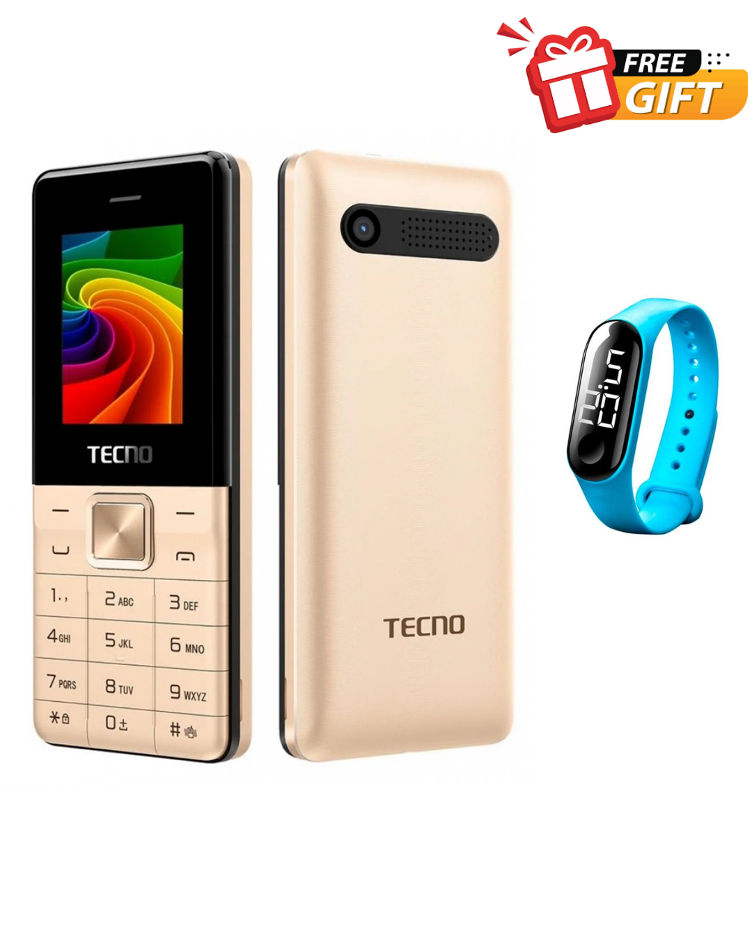 Tecno T 301, (Dual Sim). Button Phone, Torch, Memory Card Slot-Black
5.0