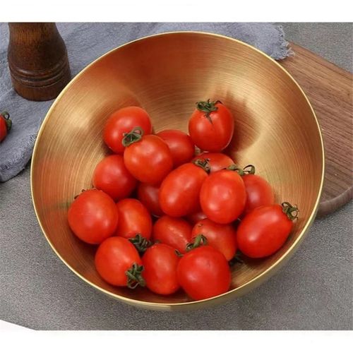 3 Litre Gold Stainless Steel 28cm Ramen Bowl Perfect for Family Meals, seasoning bowl for sushi sauce cream spice herbs, fruit Serving bowl, ideal for serving & dining table decoration