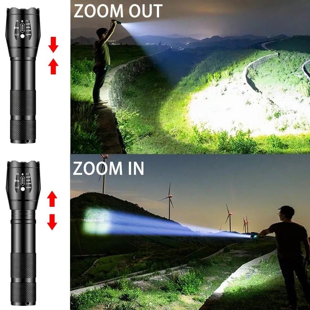 Super Bright Tactical LED Flashlight/torch, Tactical Flashlight with 3 Modes Zoomable torch