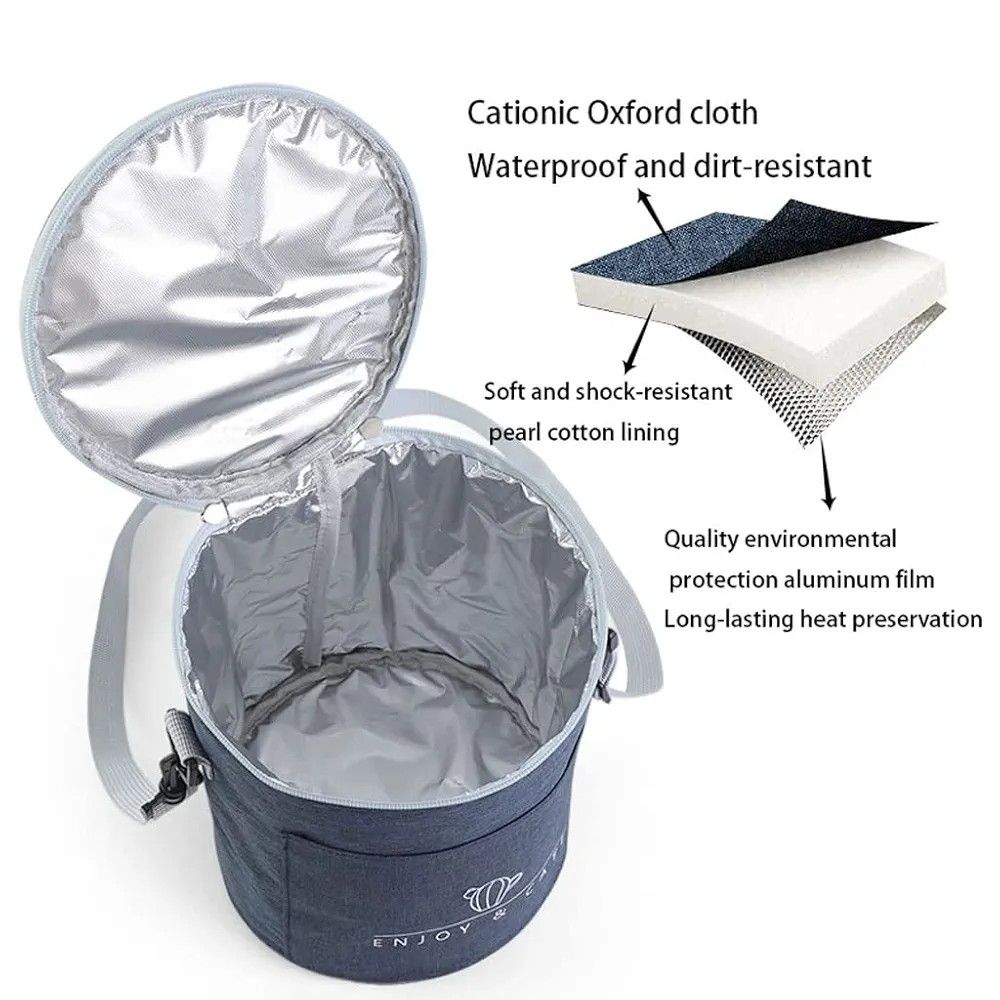 Insulated Round Lunch Bag, 9L Lunch Bag, Insulated Lunch Box, Portable Cooler for Meals, Work Bags, Insulated Soft Cooler, Lunch Box for School, Office, Picnic, Work