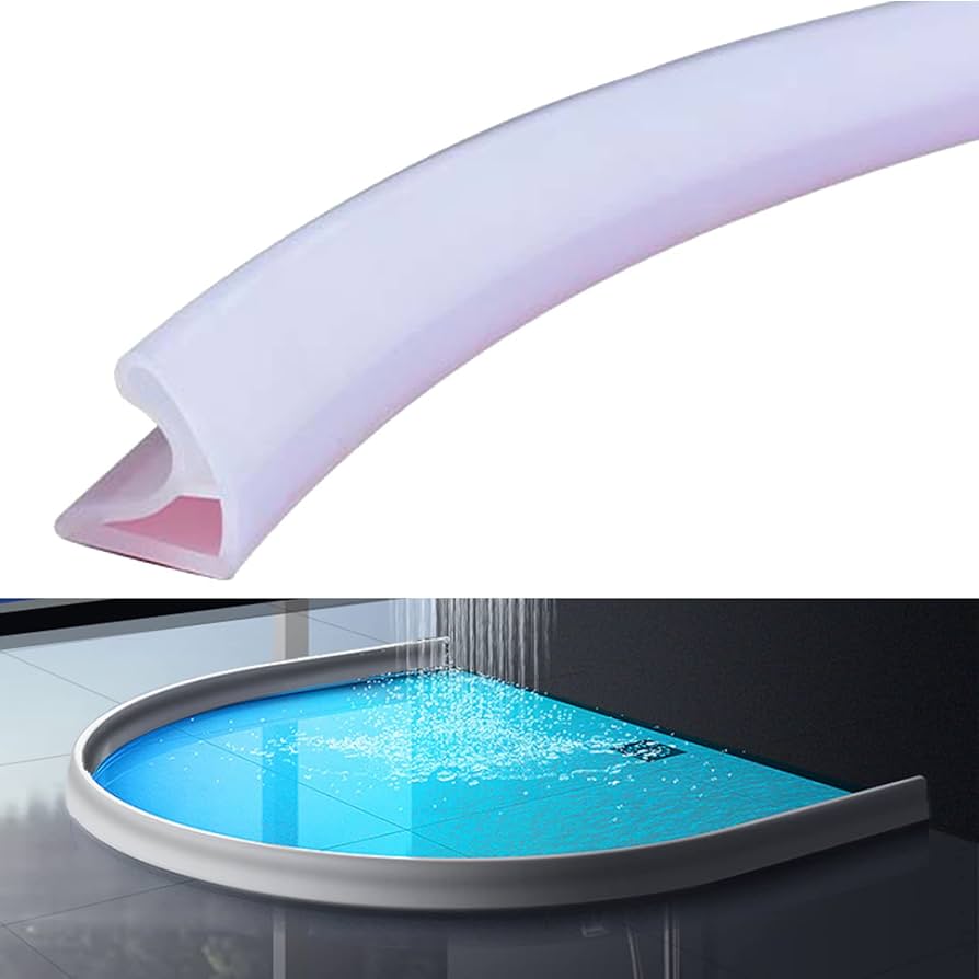 Adhesive Silicone flexible bathroom shower water barrier strip water stopper now available