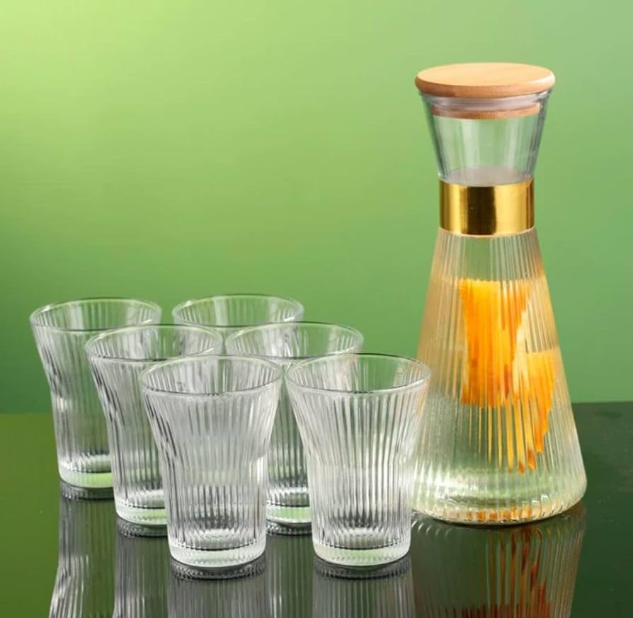 Baochum Clear glass 7pc water set - 200mlx6 tumblers  +950ml jug