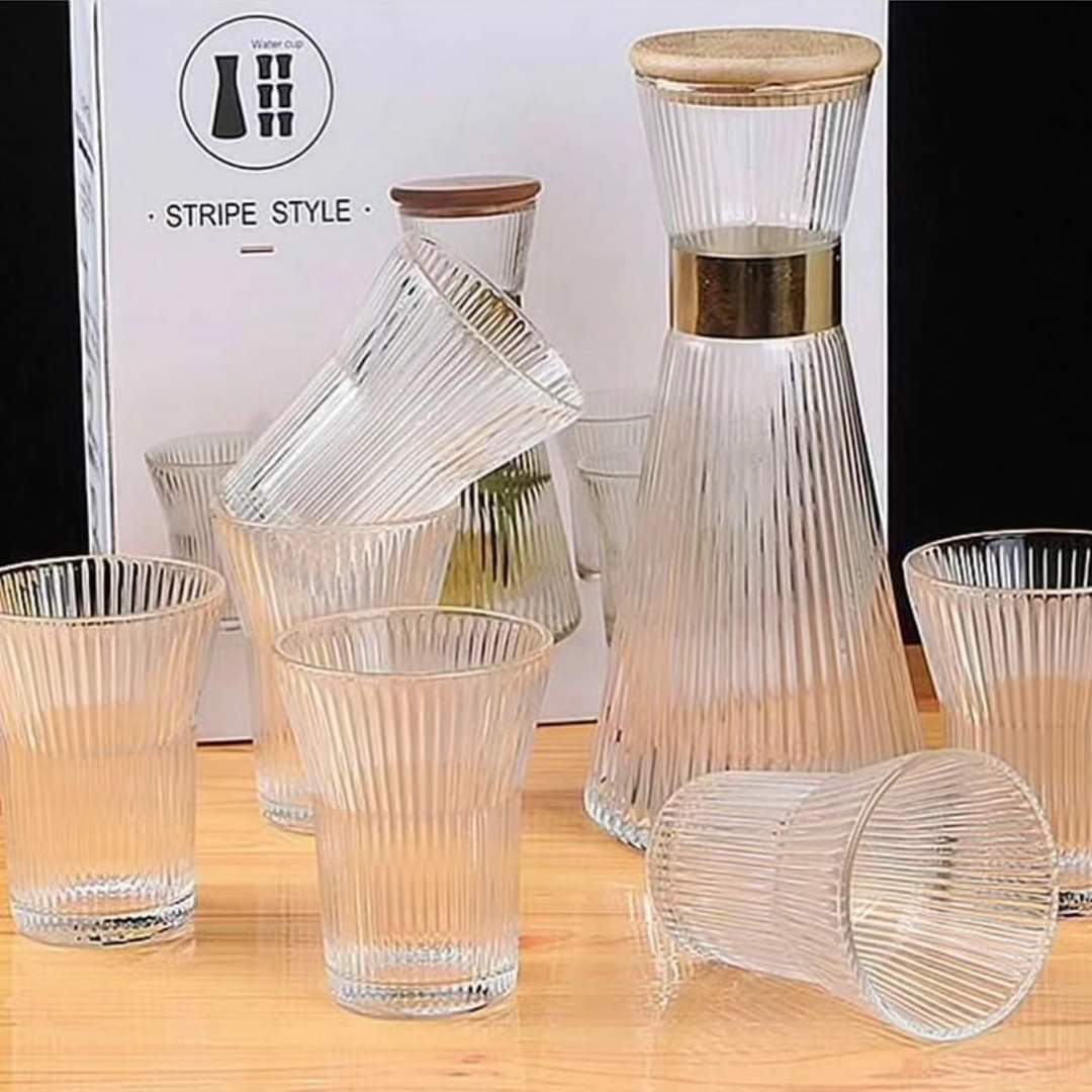 Baochum Clear glass 7pc water set - 200mlx6 tumblers  +950ml jug
