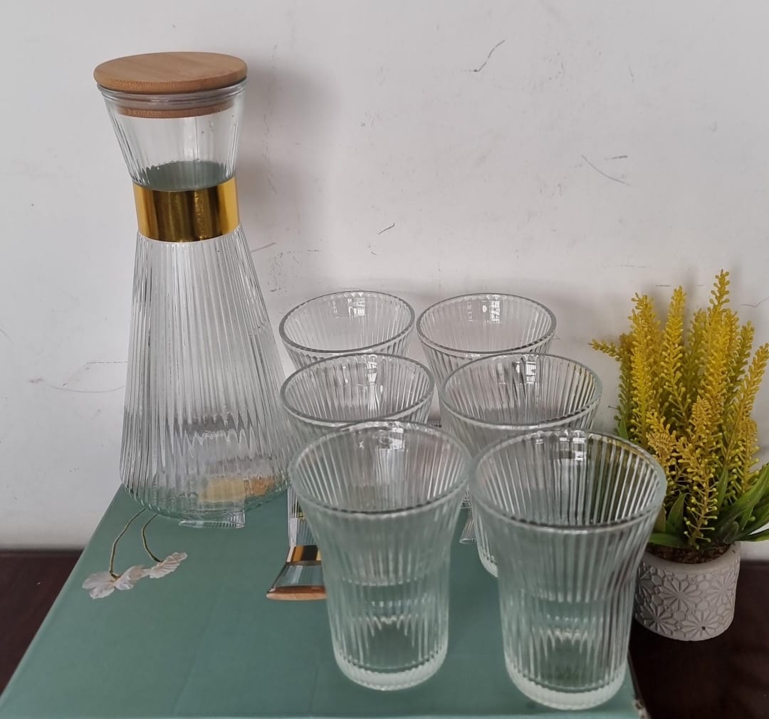 Baochum Clear glass 7pc water set - 200mlx6 tumblers  +950ml jug