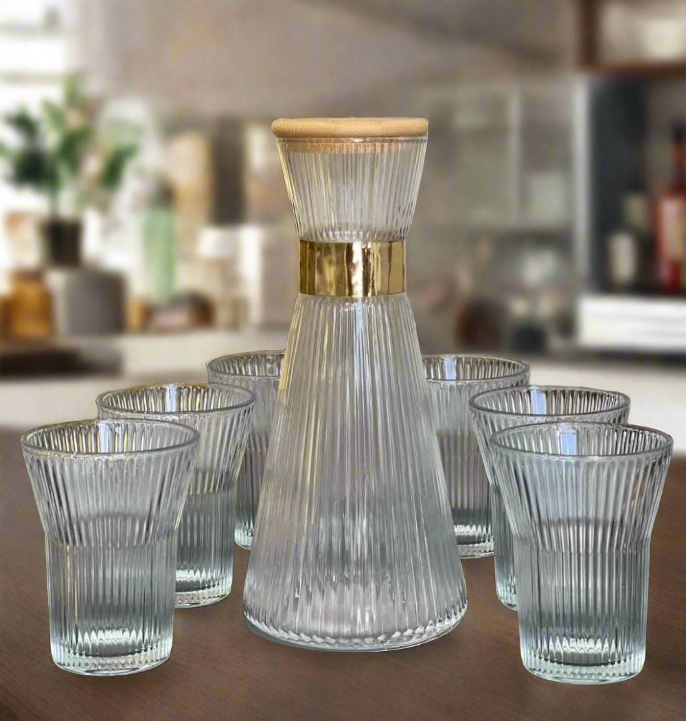 Baochum Clear glass 7pc water set - 200mlx6 tumblers  +950ml jug