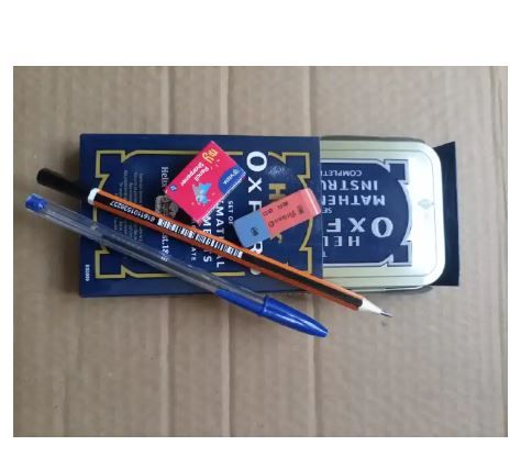 Geometrical Set + 1 BIG Biro Pen + 1 Pencil + 1 Sharpener + 1 Rubber | Complete Math Stationery Kit for School and Students