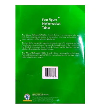 Four Figure Mathematical Table 7th Edition : Reference Guide for Students, Engineers, and Mathematics Calculations | Essential Study Tool