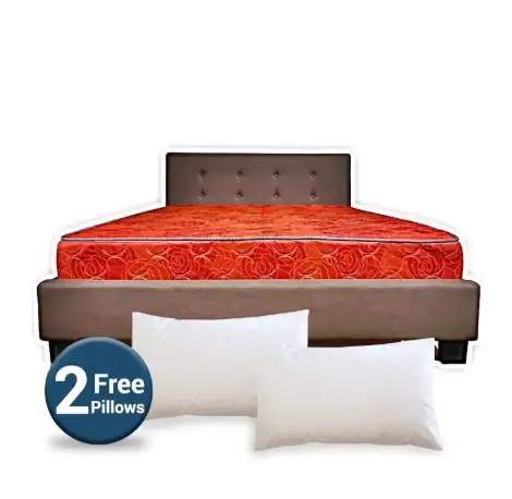2 Free Pillows with Tuffoam 6-Inch Medium-Duty High-Density Foam Mattress – Balanced Comfort and Firm Support for Restful Sleep, Durable Construction, Available in Multiple Sizes
