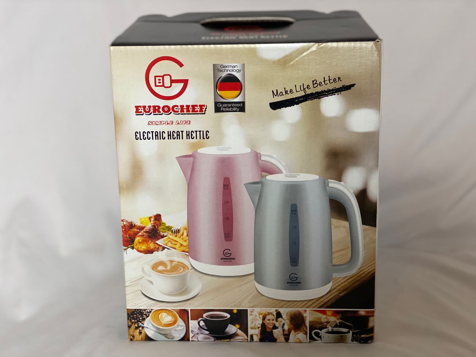 Eurochef 2.3L Electric Heat Kettle – Fast Boil Stainless Steel Water Boiler with Auto Shut-Off, Overheat Protection & Modern Design (German Technology)