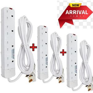 Power King Commercial & Home Best 4 Way Power Extension With Long Cable // Power extenson - White