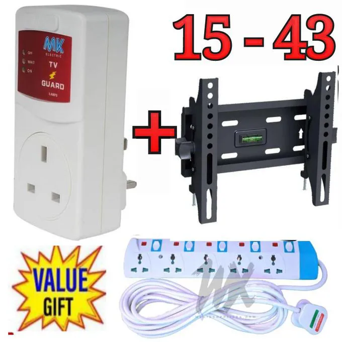 QUALITY TV GUARD FOR DIGITAL SMART TV +15-43 INCH TV WALL MOUNT BRACKET+FREE 5 WAY EXTENSION