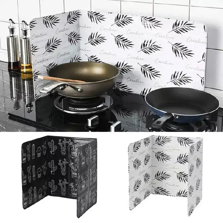 New 💥Foldable Aluminium Foil💥Kitchen Gadgets Oil Splatter Screens Plate Gas Stove Splash Proof Baffle Home Grease Trap Cooking Tools