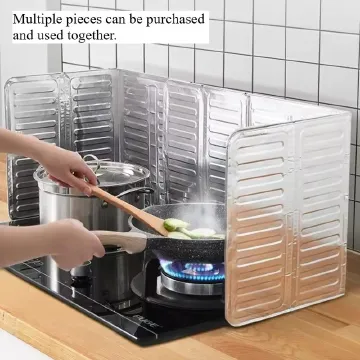 New 💥Foldable Aluminium Foil💥Kitchen Gadgets Oil Splatter Screens Plate Gas Stove Splash Proof Baffle Home Grease Trap Cooking Tools