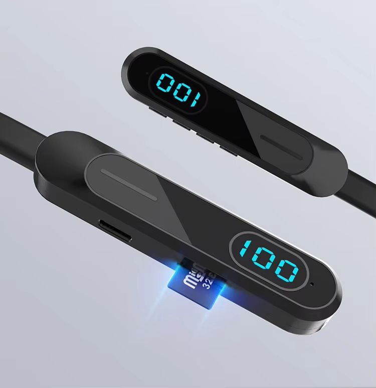 PAFEL S06 Wireless Neckband Bluetooth Earphones - LCD Power Display, TF Card Slot MP3 Player, 20H Long Playtime, 5 EQ Sound Modes Deep Bass Sports Headset Earpods with Mic, Type-C Fast Charging  Black