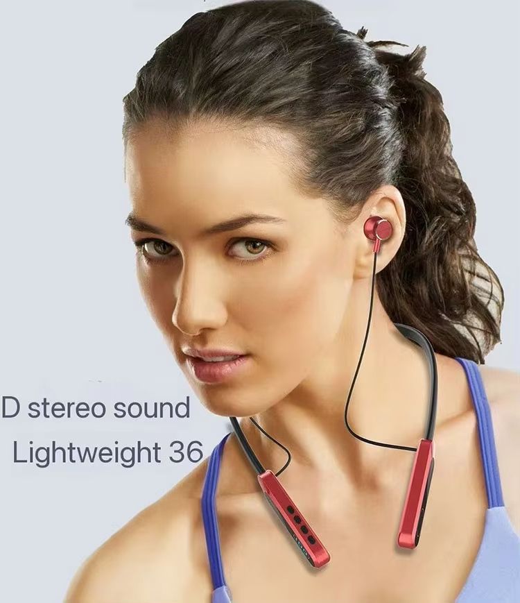 PAFEL S06 Wireless Neckband Bluetooth Earphones - LCD Power Display, TF Card Slot MP3 Player, 20H Long Playtime, 5 EQ Sound Modes Deep Bass Sports Headset Earpods with Mic, Type-C Fast Charging  Black