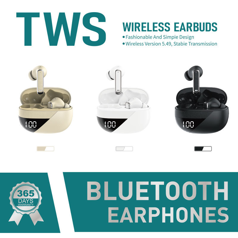 New Arrival PAFEL NE115 TWS Wireless Earphone Bluetooth 5.4 - LED Power Display Deep Bass Low Power BES Noise Reduction Mic Earbuds Type-C Fast Charging Earpods for Tecno Infinix Samsung iPhone Black