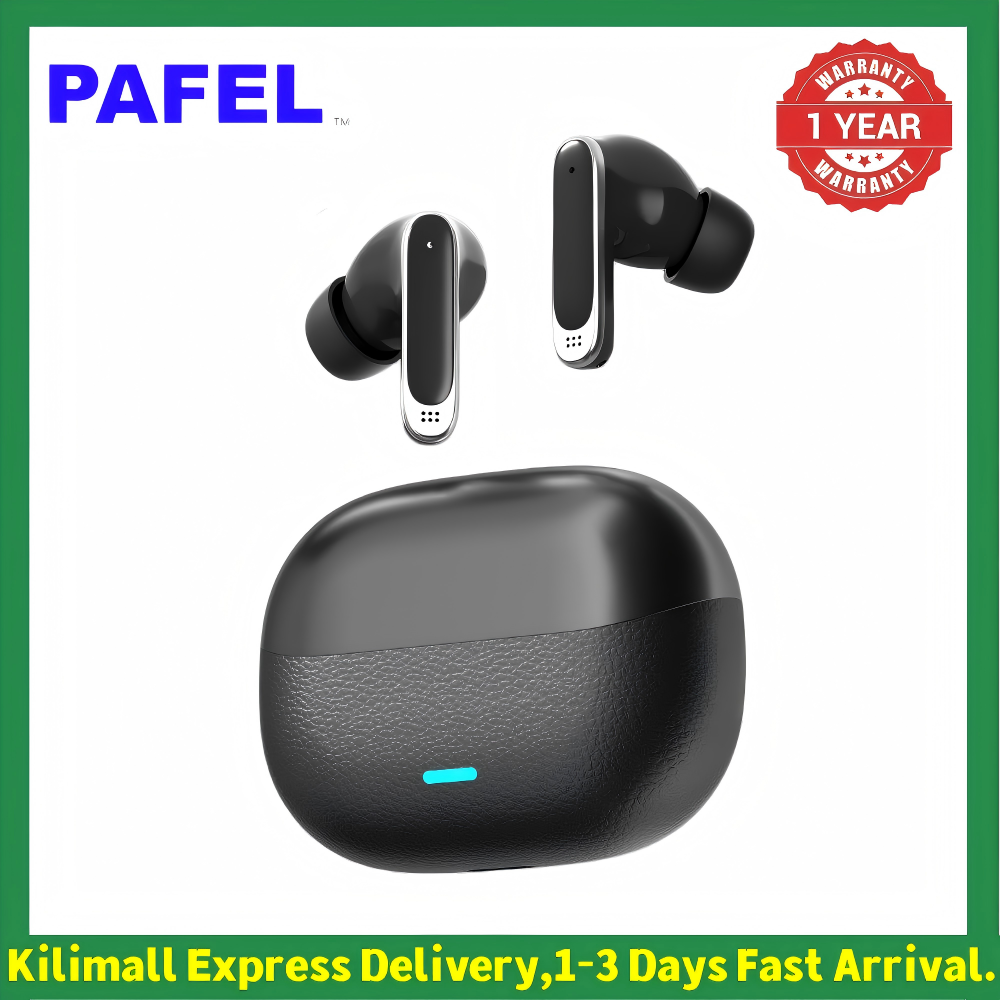 New Arrival PAFEL P300 TWS Wireless Earphone Earbuds Bluetooth 6.0 Deep Bass Earpods 3D Sound Premium Leather Texture Case HD Noise Cancelling Mic Type-C Fast Charging Headset for Android iPhone Black