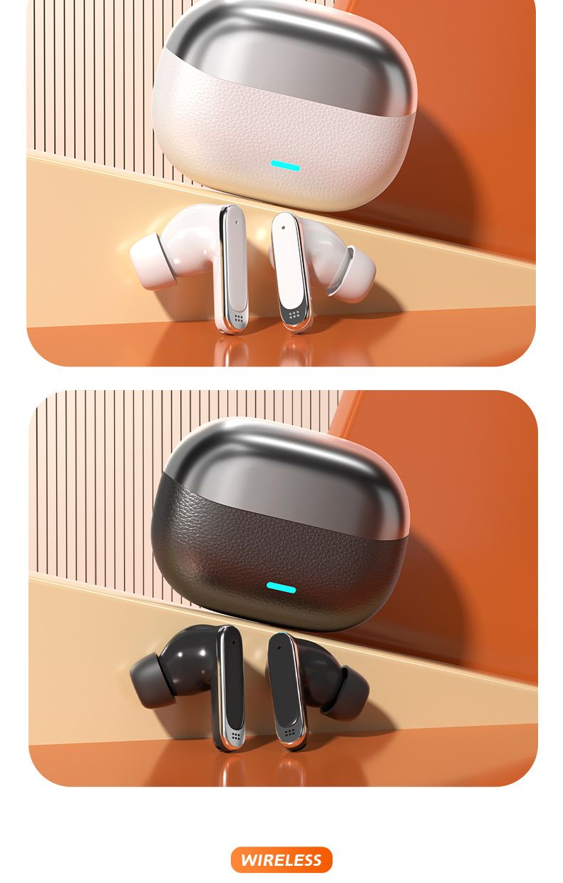 New Arrival PAFEL P300 TWS Wireless Earphone Earbuds Bluetooth 6.0 Deep Bass Earpods 3D Sound Premium Leather Texture Case HD Noise Cancelling Mic Type-C Fast Charging Headset for Android iPhone Black