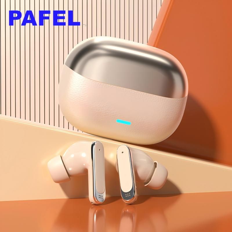 New Arrival PAFEL P300 TWS Wireless Earphone Earbuds Bluetooth 6.0 Deep Bass Earpods 3D Sound Premium Leather Texture Case HD Noise Cancelling Mic Type-C Fast Charging Headset for Android iPhone Black