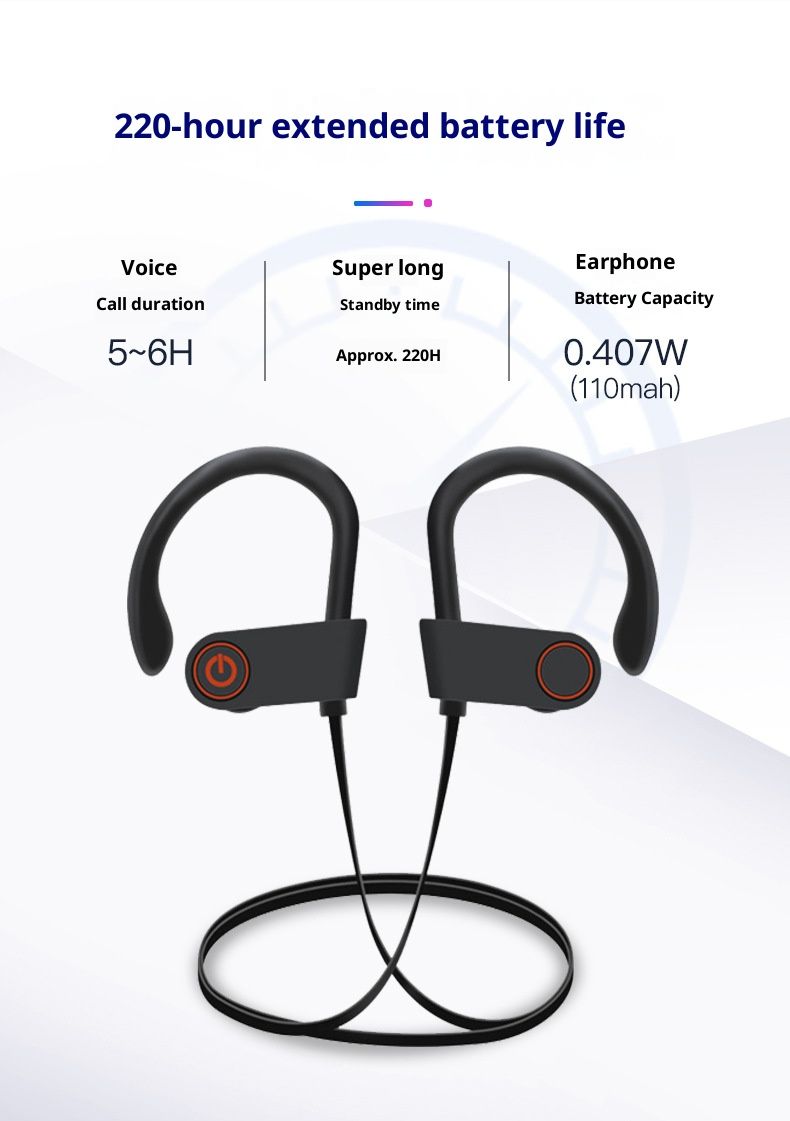 New PAFEL Sports Wireless Bluetooth 5.3 Earphones Secure Ear - Hook Running Headphones IPX Sweatproof Gym Headset Deep Bass HD Mic Earpods  for Android iPhone - Black / Red