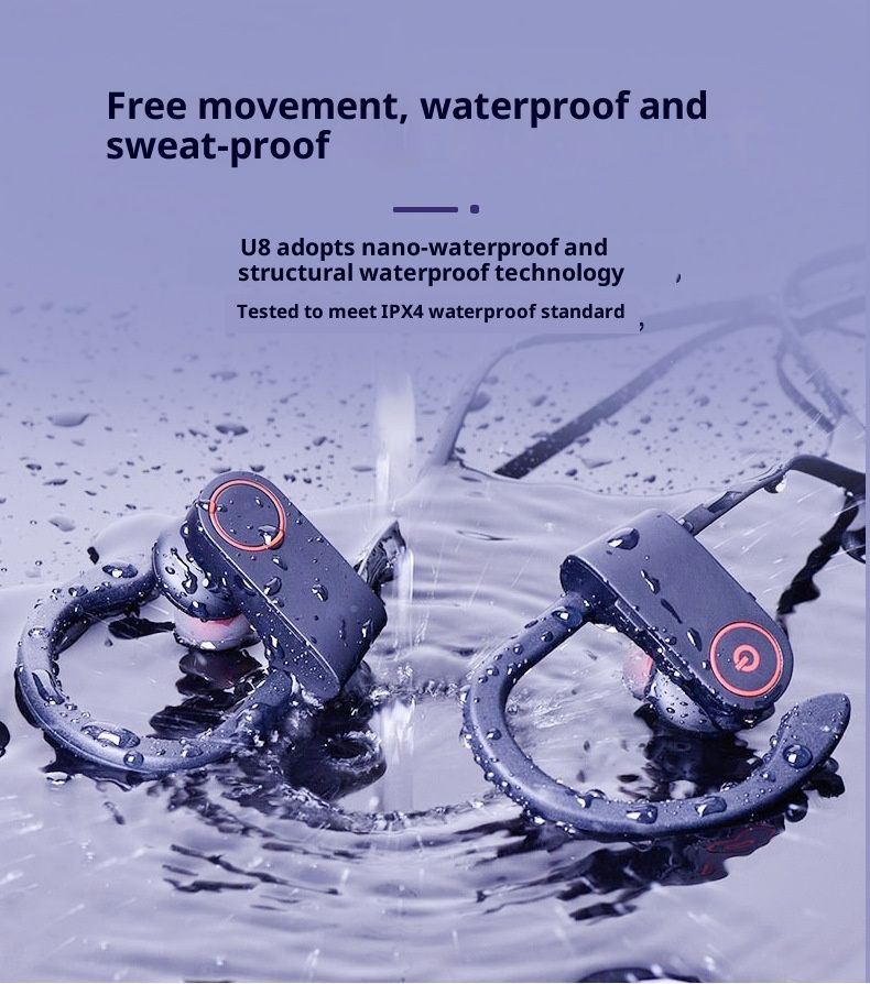 New PAFEL Sports Wireless Bluetooth 5.3 Earphones Secure Ear - Hook Running Headphones IPX Sweatproof Gym Headset Deep Bass HD Mic Earpods  for Android iPhone - Black / Red