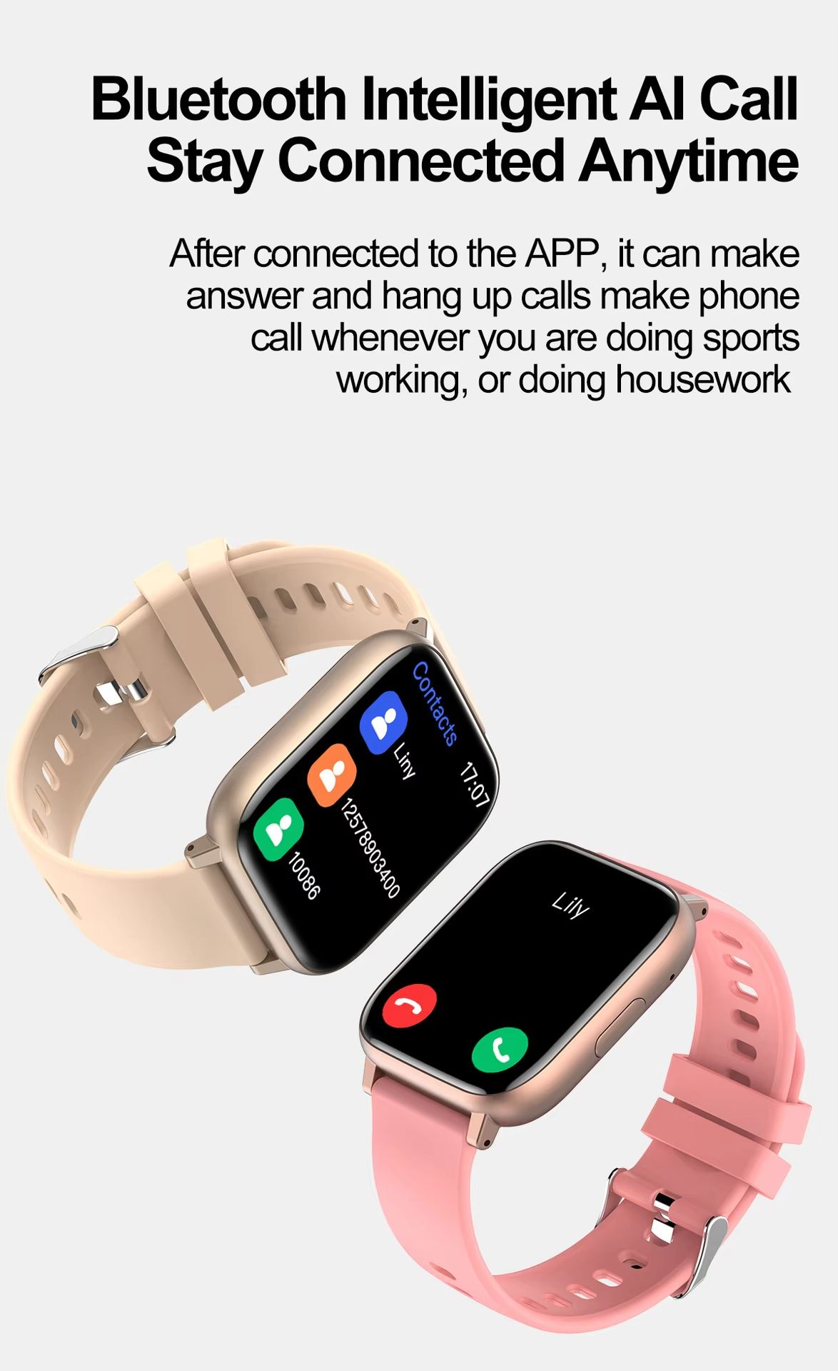 New Arrival PAFEL H9Plus Smart Watch Bluetooth Calling 1.77" HD Screen Fitness Tracker HR / BP Monitor Sports Smartwatch for Android iPhone - Black / Pink