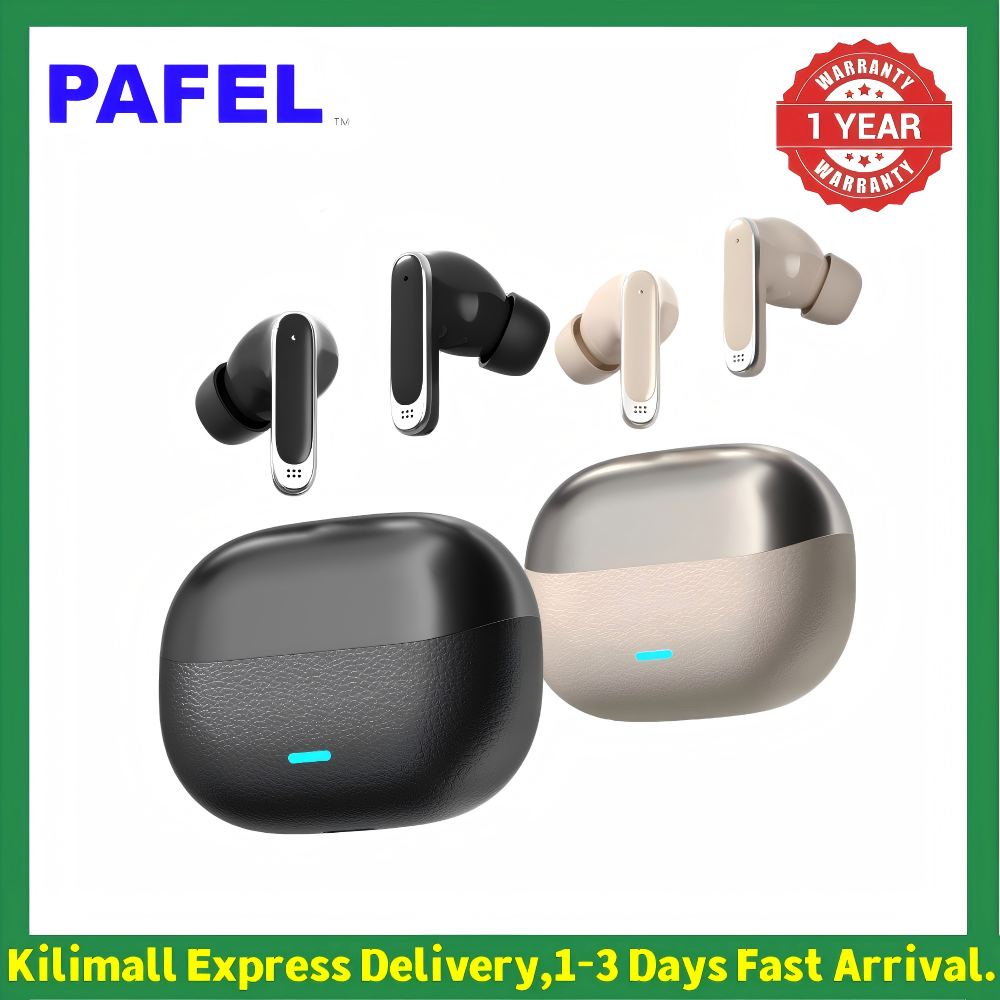 New Arrival PAFEL P300 TWS Wireless Earphone Earbuds Bluetooth 6.0 Deep Bass Earpods 3D Sound Premium Leather Texture Case HD Noise Cancelling Mic Type-C Fast Charging Headset for Android iPhone Black