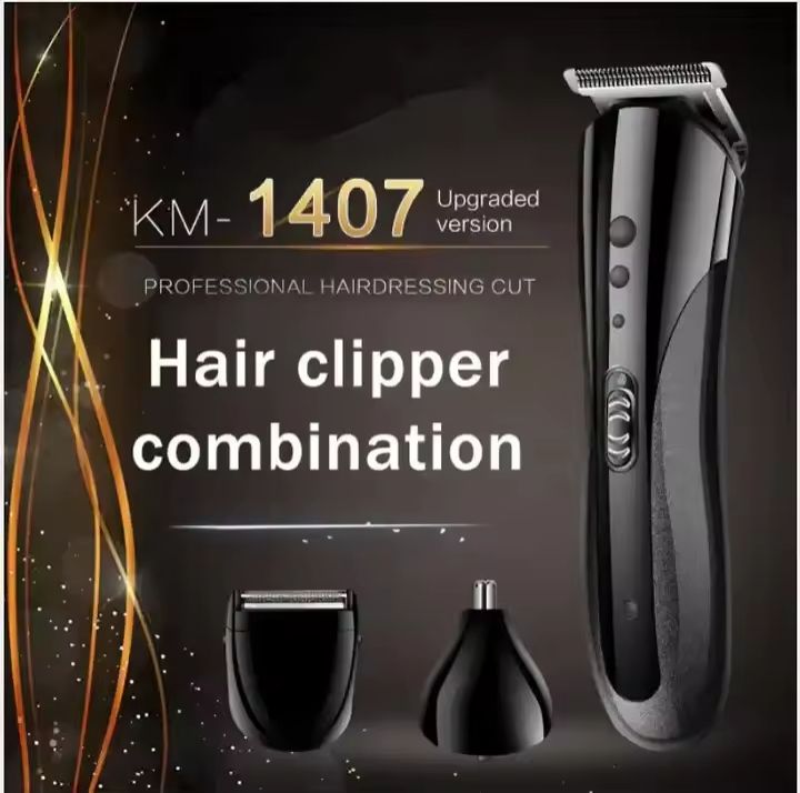 New Arrival PAFEL 3-in-1 Rechargeable Hair Clipper Wireless Beard Trimmer Nose Hair Cutter Electric Shaver Set Men's Grooming Kit Barber Machine with 4 Combs - Black