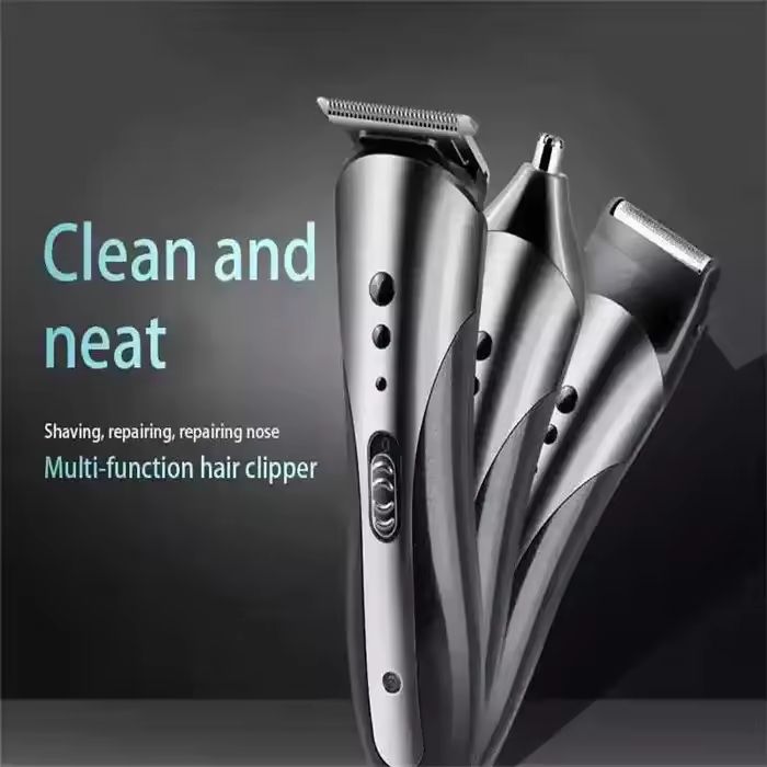 New Arrival PAFEL 3-in-1 Rechargeable Hair Clipper Wireless Beard Trimmer Nose Hair Cutter Electric Shaver Set Men's Grooming Kit Barber Machine with 4 Combs - Black