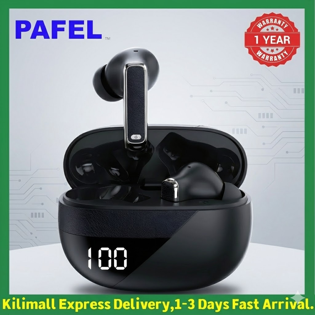 New Arrival PAFEL NE115 TWS Wireless Earphone Bluetooth 5.4 - LED Power Display Deep Bass Low Power BES Noise Reduction Mic Earbuds Type-C Fast Charging Earpods for Tecno Infinix Samsung iPhone Black