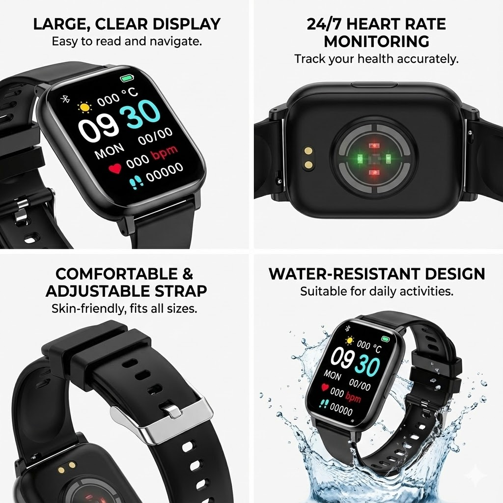 New Arrival PAFEL H9Plus Smart Watch Bluetooth Calling 1.77" HD Screen Fitness Tracker HR / BP Monitor Sports Smartwatch for Android iPhone - Black / Pink