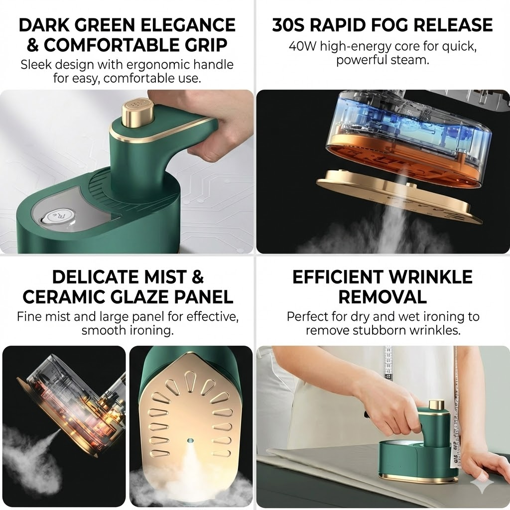 New Arrival PAFEL Foldable Portable Steam Iron - Handheld Mini Garment Steamer | Wet & Dry Ironing | 30s Fast Heat | Non-Stick Soleplate Travel Iron Box | Sterilizer  Irons