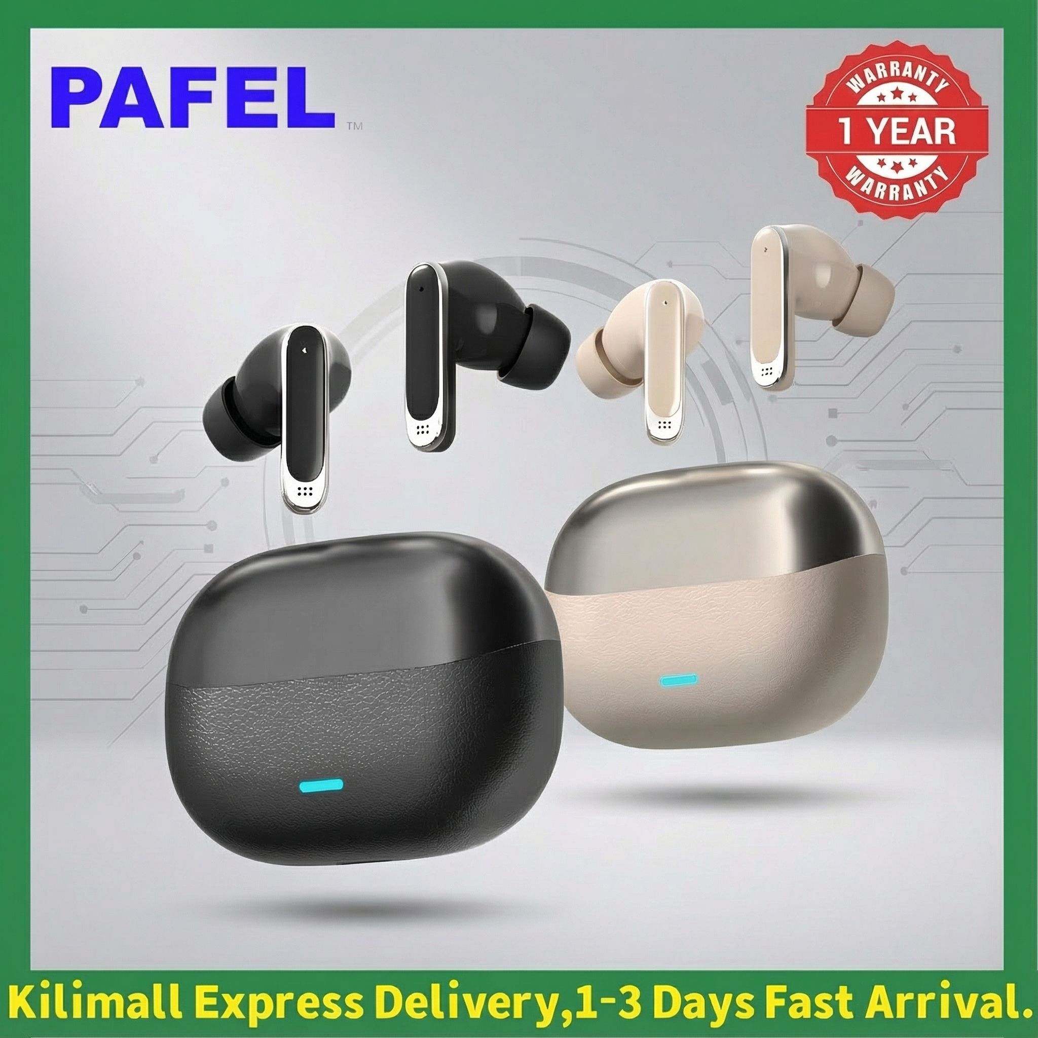 New Arrival PAFEL P300 TWS Wireless Earphone Earbuds Bluetooth 6.0 Deep Bass Earpods 3D Sound Premium Leather Texture Case HD Noise Cancelling Mic Type-C Fast Charging Headset for Android iPhone Black